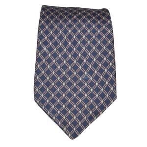 Calvin Klein Mens Necktie 100% Silk Tie 56L x 3W Diamond Print Blue